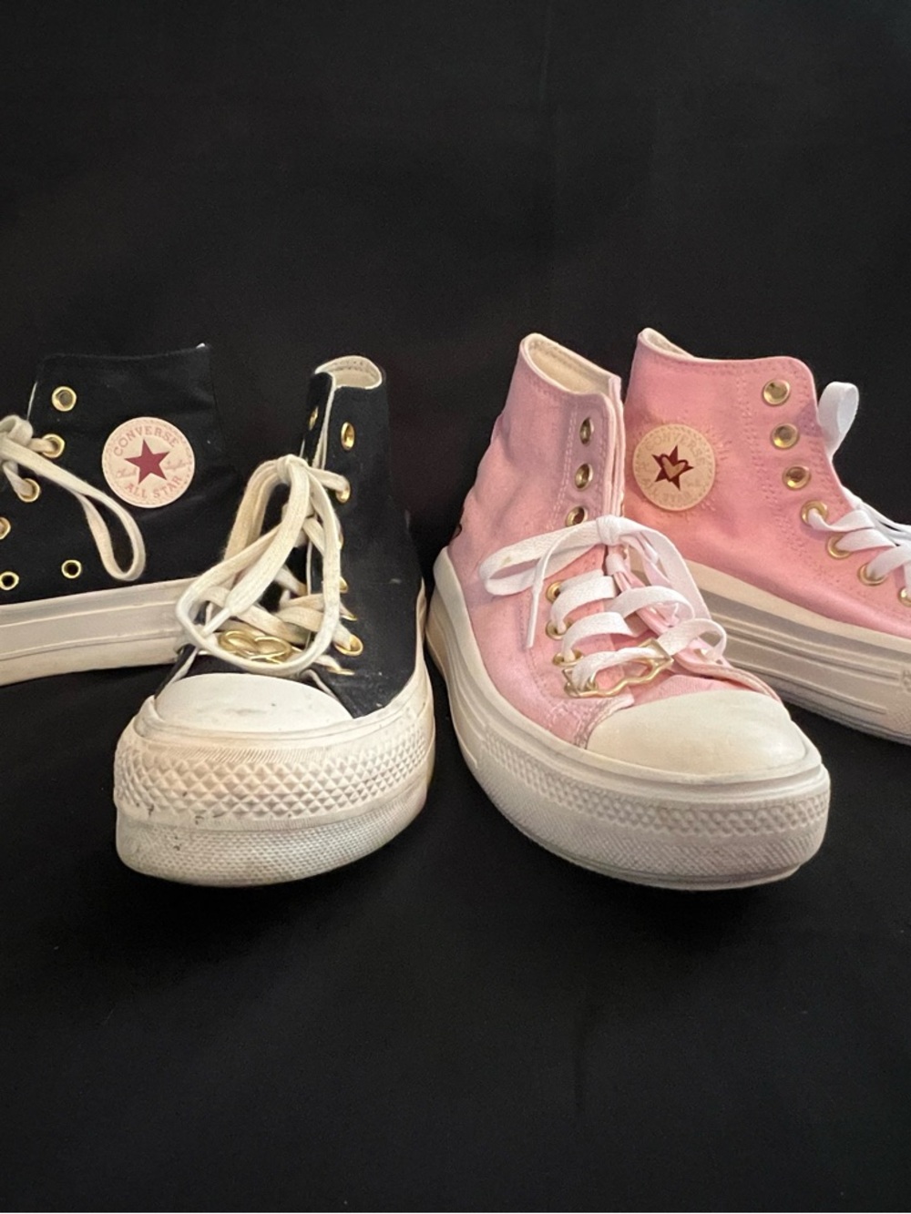 2 pairs Converse Pink & Black Platform High Top Sneakers